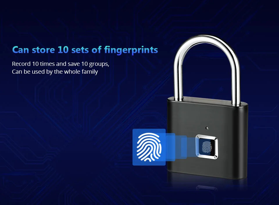 Smart Fingerprint Padlock Keyless Rechargeable Security Lock