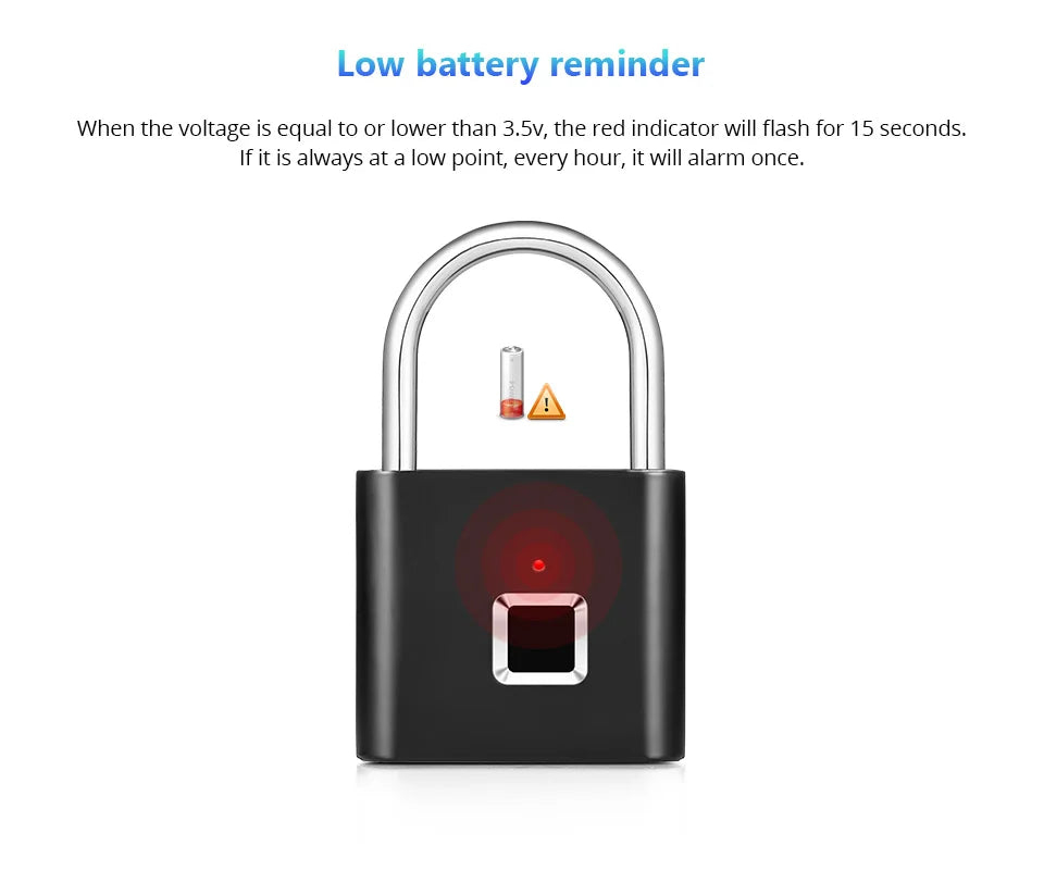 Smart Fingerprint Padlock Keyless Rechargeable Security Lock