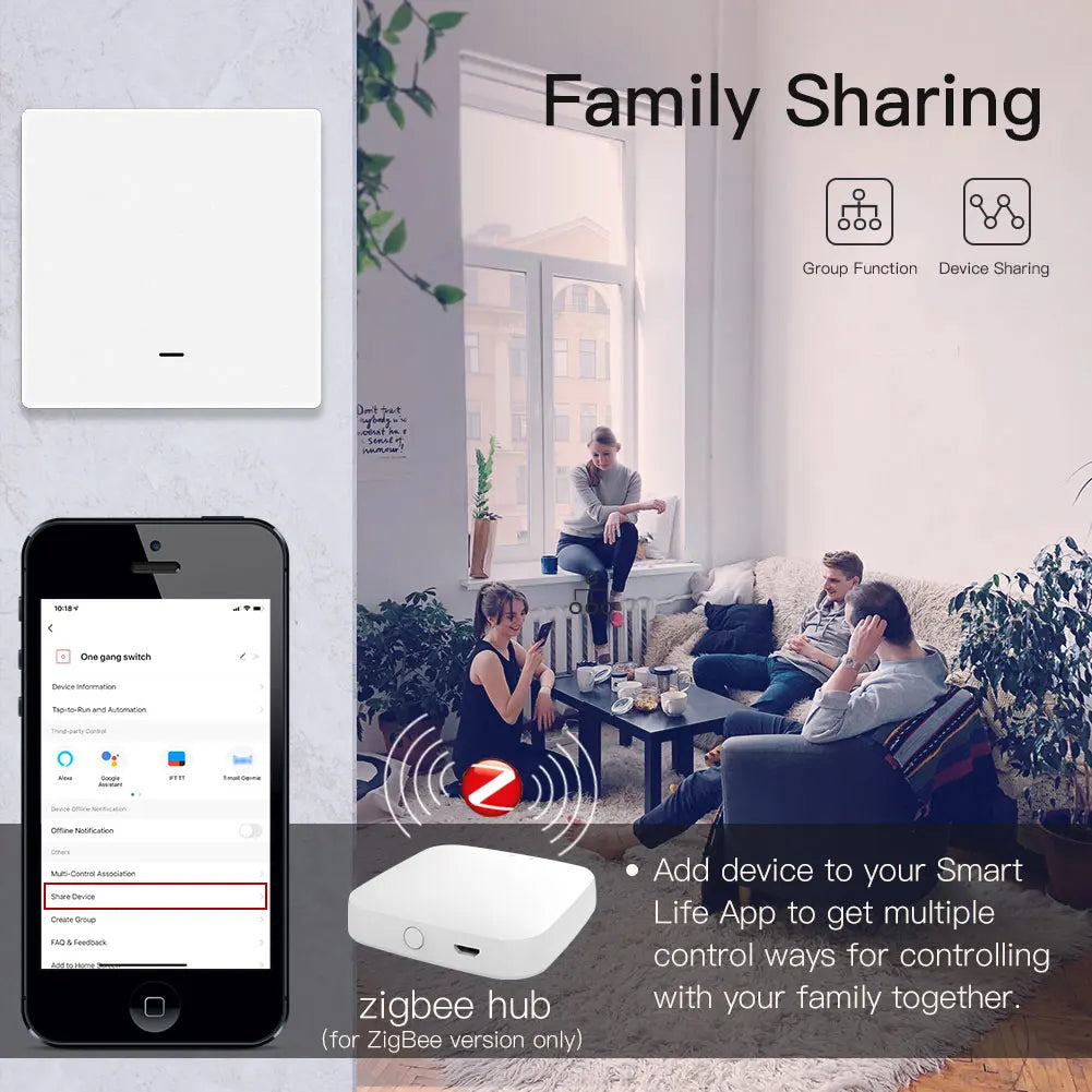Tuya Zigbee Smart Light Switch No Neutral Needed