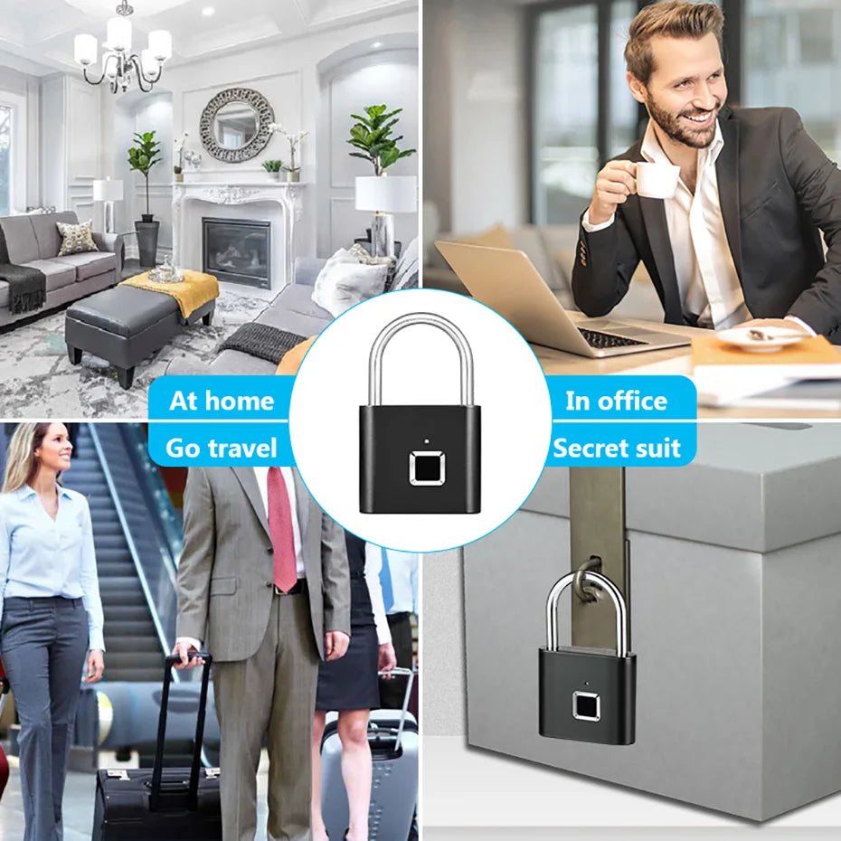 Smart Fingerprint Padlock Keyless Rechargeable Security Lock