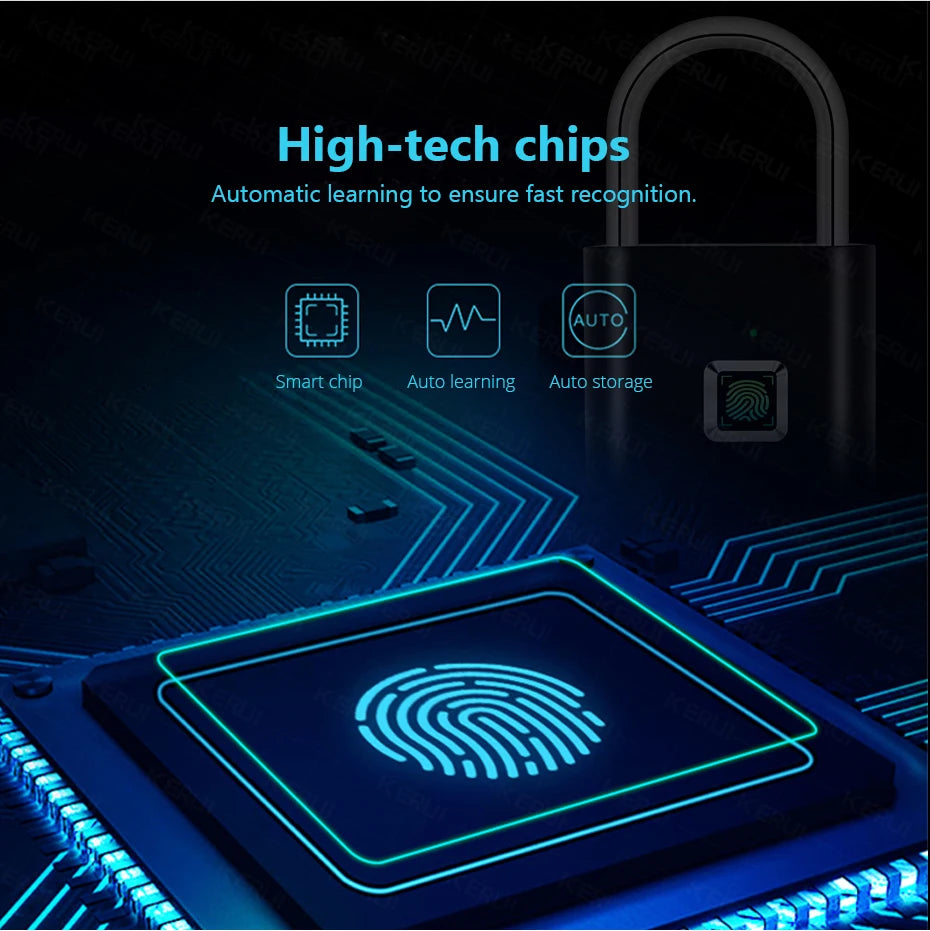 Smart Fingerprint Padlock Keyless Rechargeable Security Lock