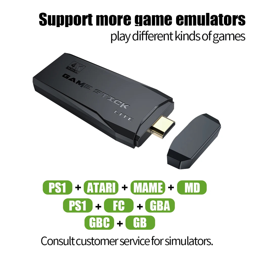 M8 4K Retro Game Stick Console with 10,000 Games & Dual Wireless Controllers