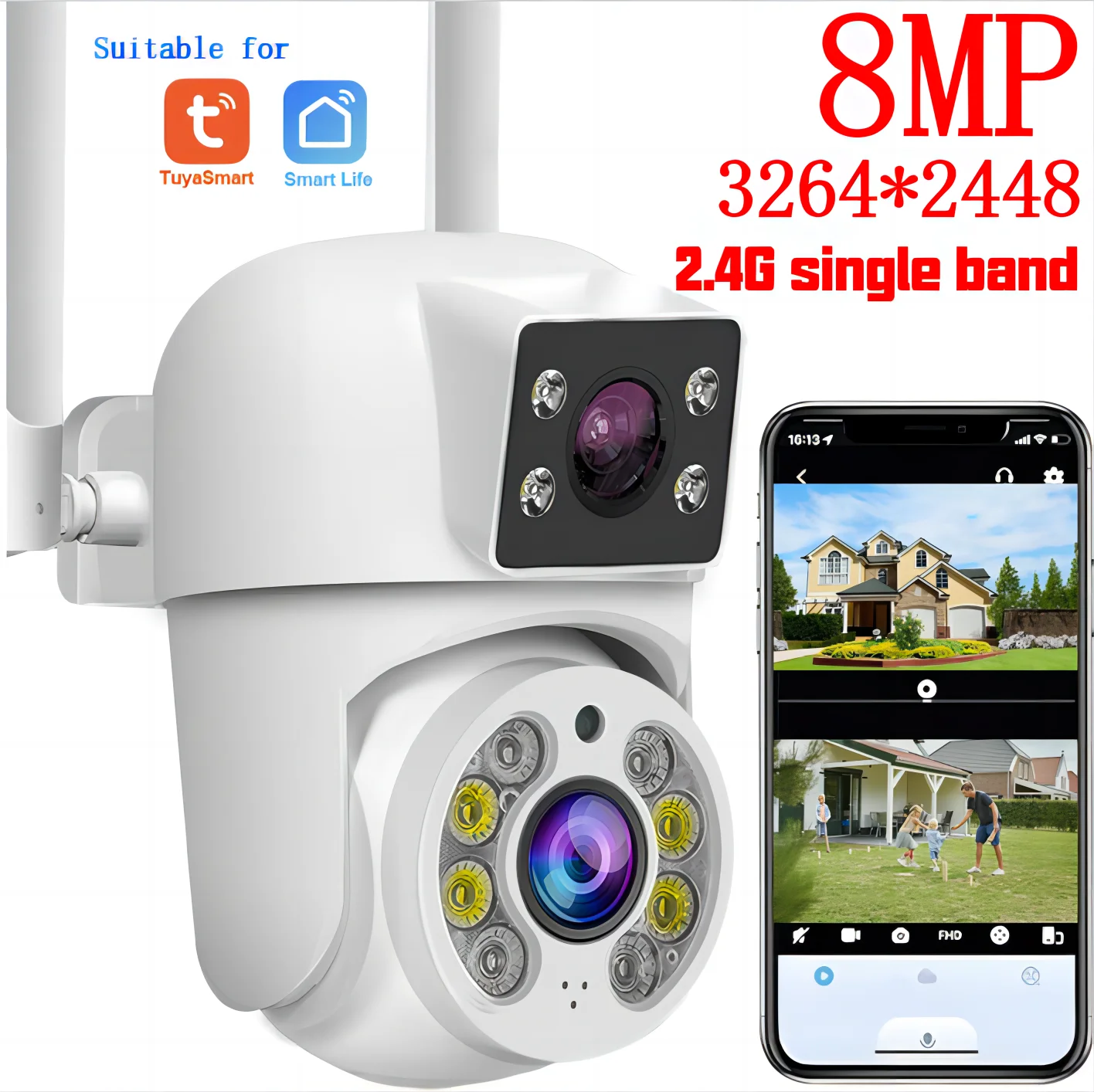 Tuya 8MP WiFi PTZ Dual Lens Security Camera