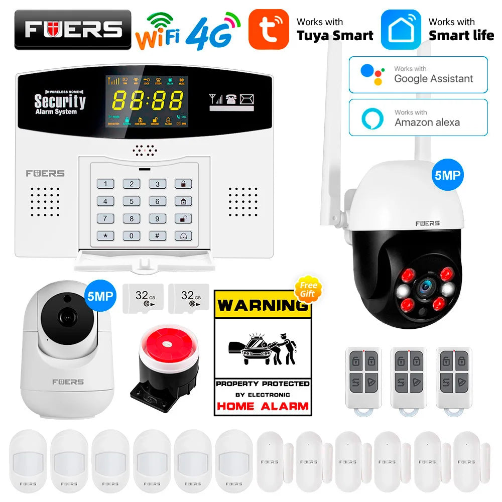 Fuers Tuya Smart WiFi 4G/2G GSM Alarm System