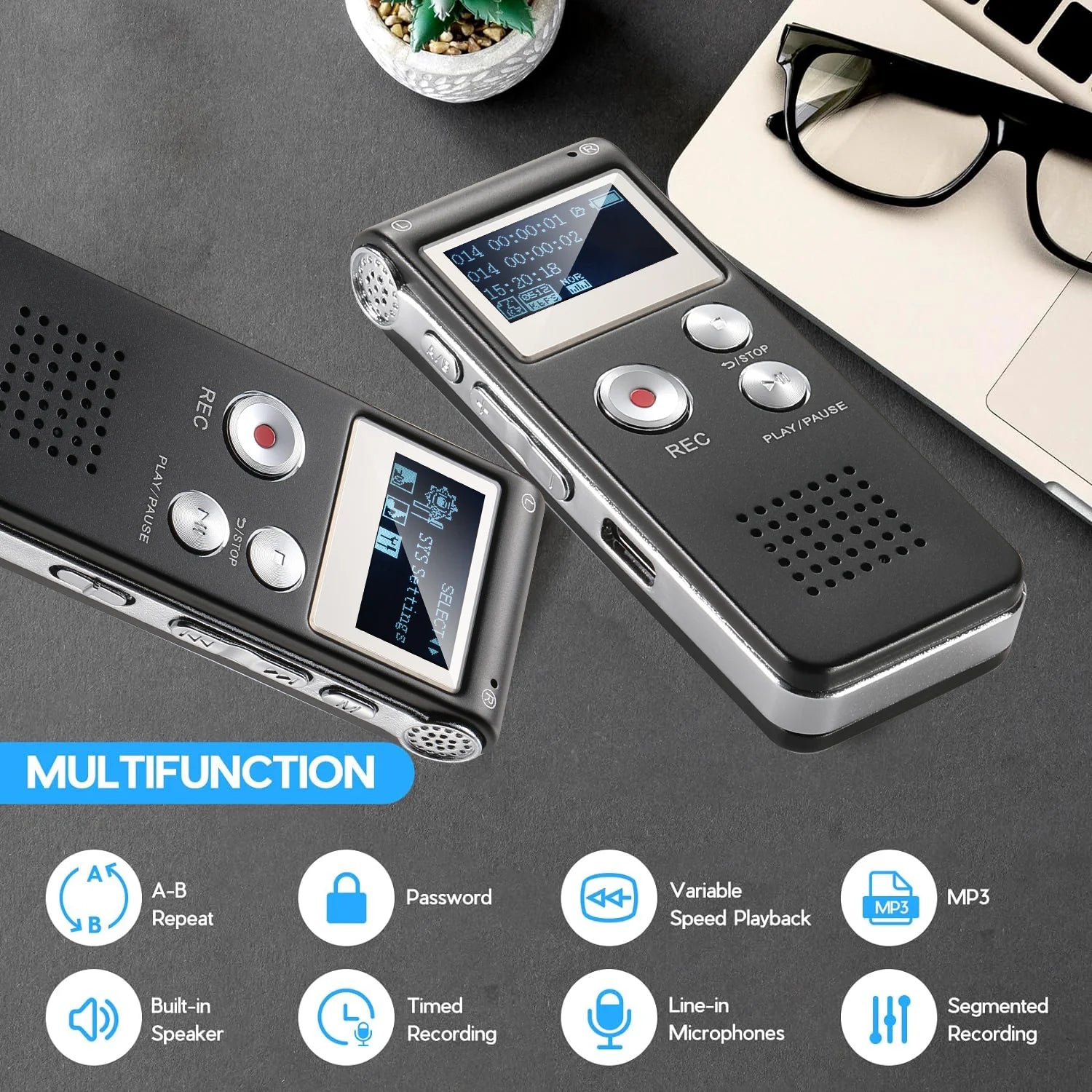 Mini Voice Activated Digital Recorder with MP3 & USB