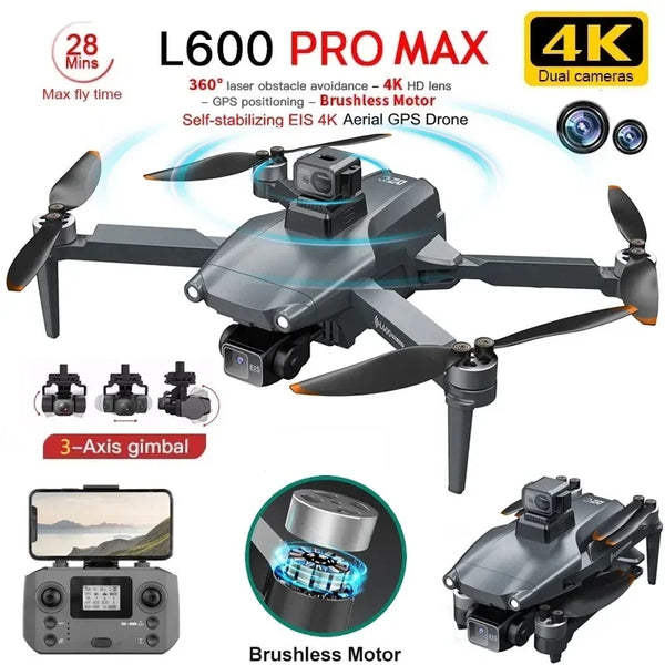 L600 Pro Max 4K GPS Drone with 3-Axis Gimbal & Dual Camera