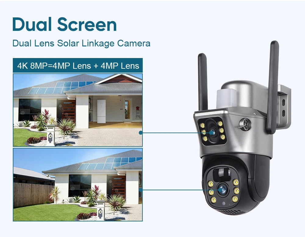 4G/WiFi Solar 4K Dual Lens Outdoor IP Camera with Night Vision