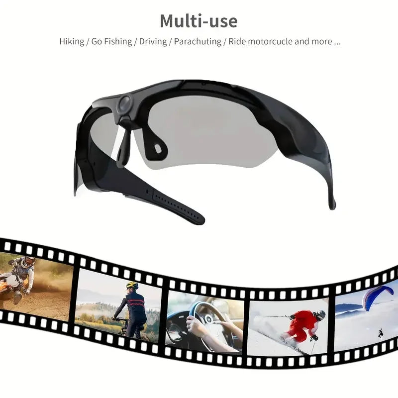 HD 1080P Smart Camera Glasses with Polarized Lens for Outdoor Recording