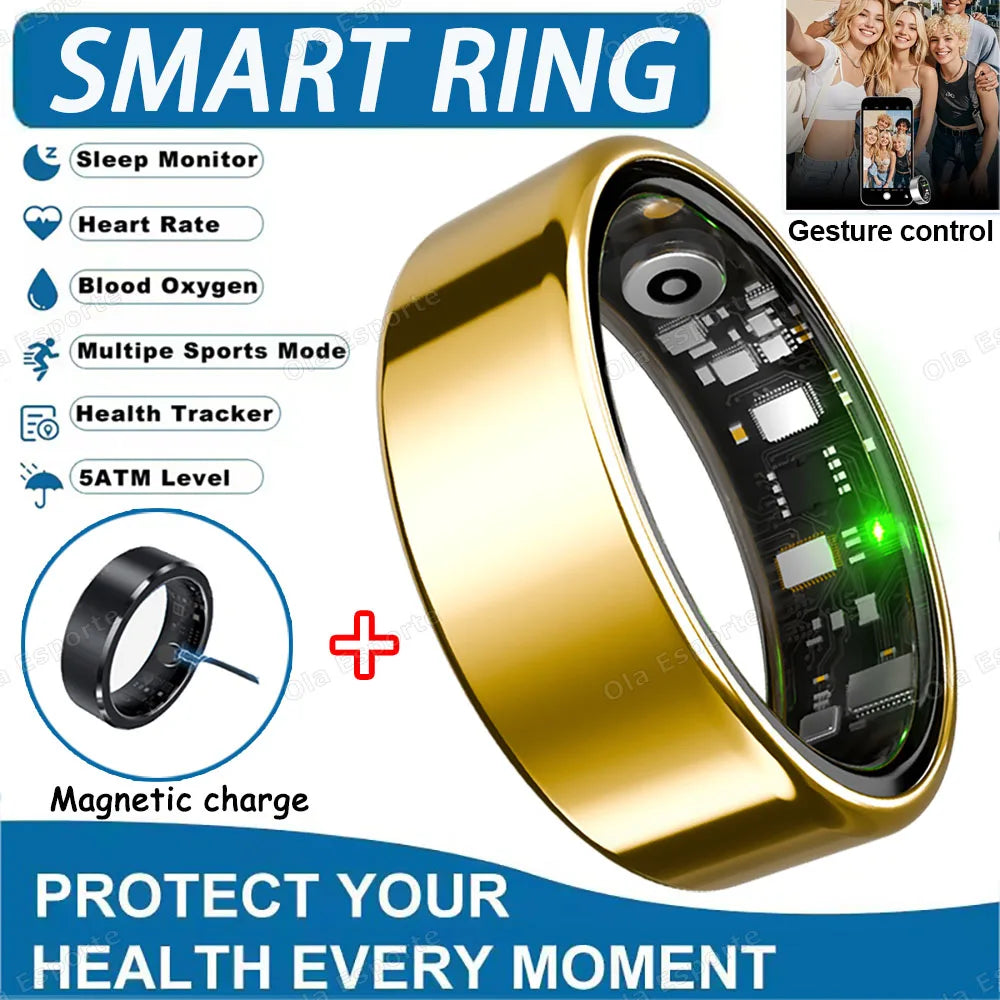 2025 Smart Ring with Heart Rate, Sleep & Fitness Tracking IP68 Waterproof