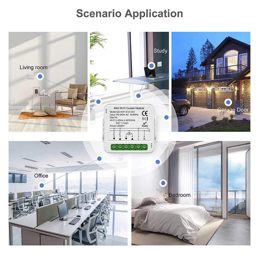 Tuya WiFi Zigbee Smart Curtain Switch Module for Alexa & Google Home