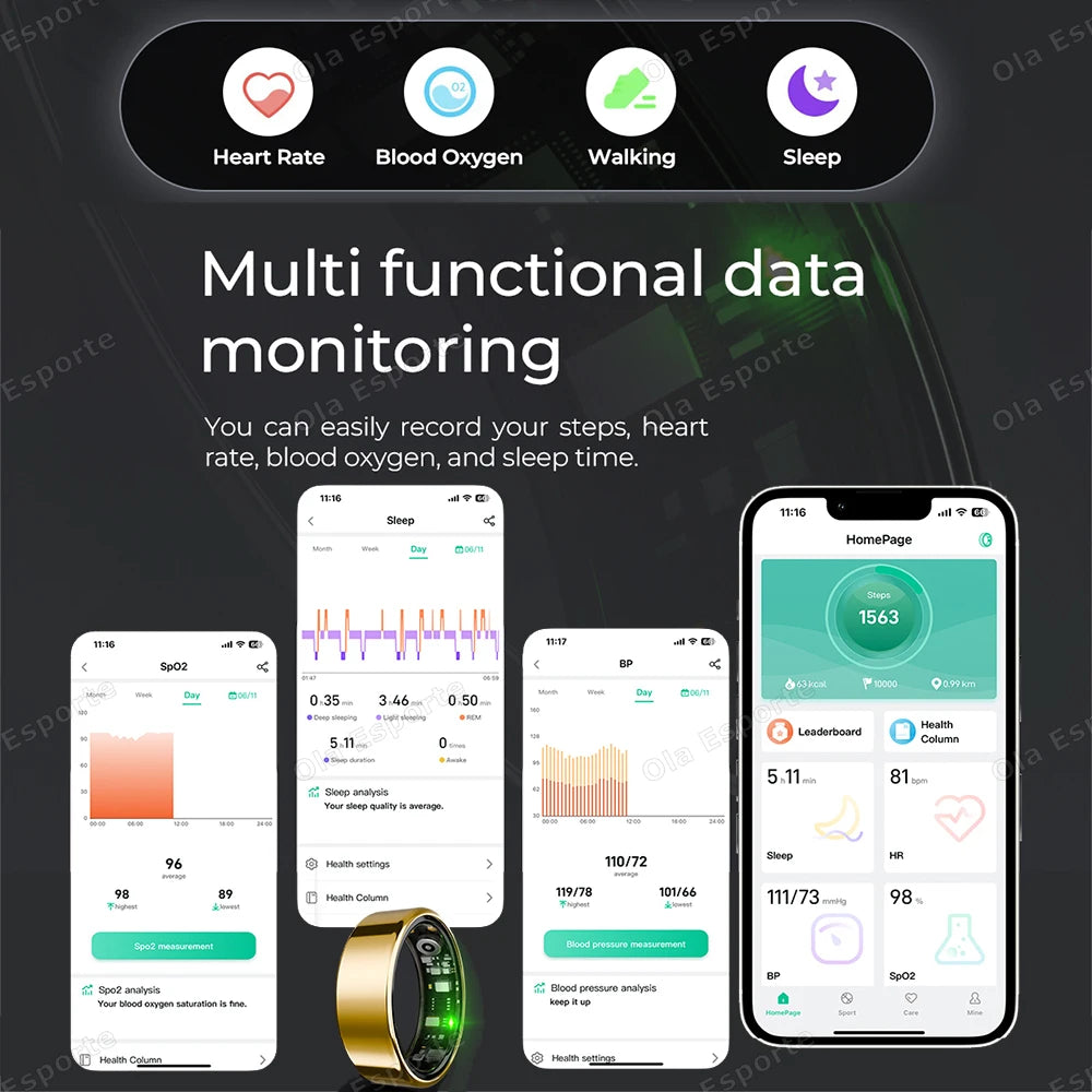 2025 Smart Ring with Heart Rate, Sleep & Fitness Tracking IP68 Waterproof