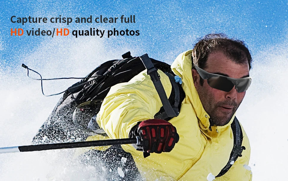 HD 1080P Smart Camera Glasses with Polarized Lens for Outdoor Recording