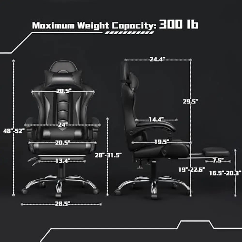 Office Chair with Massage Lumbar Support & Footrest