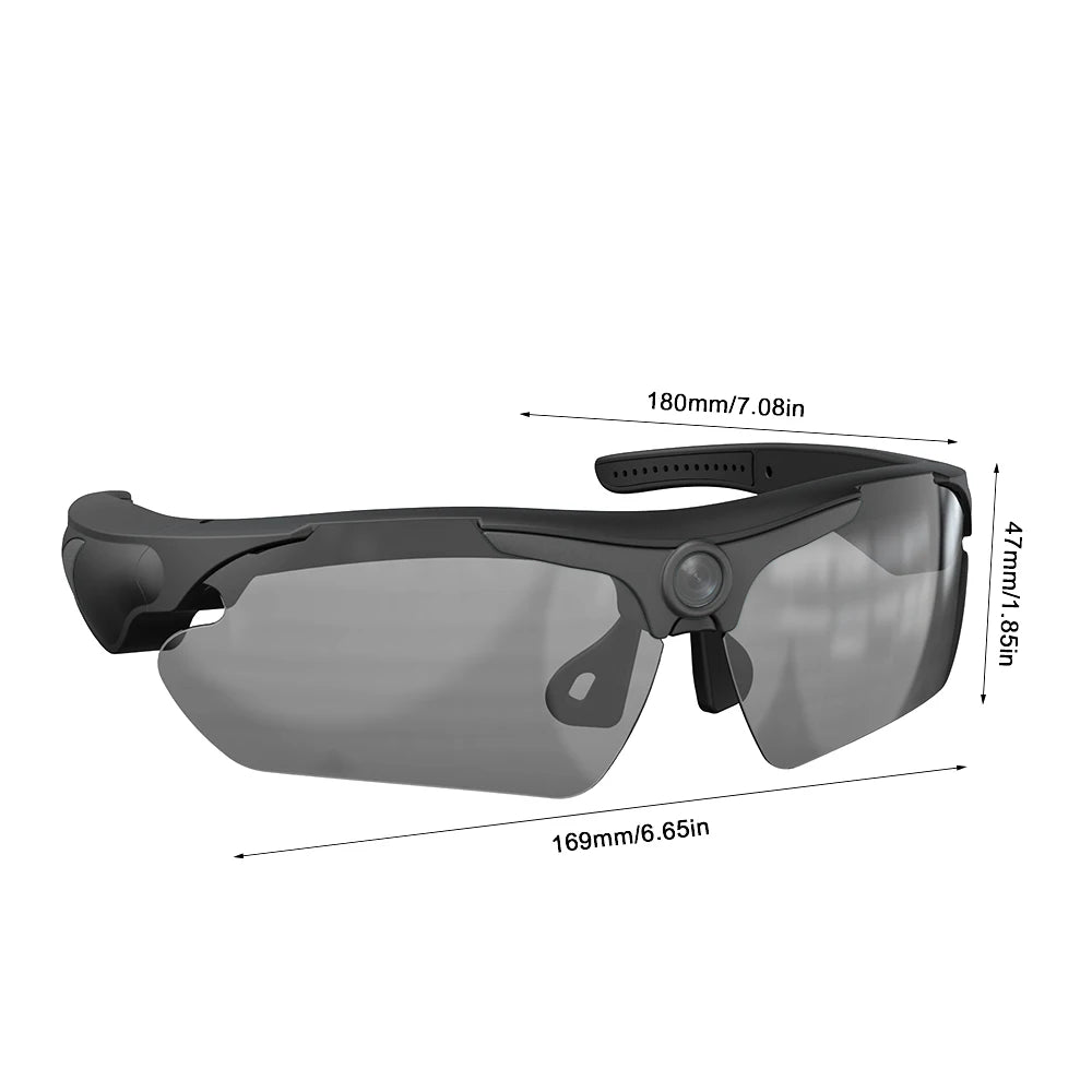 HD 1080P Smart Camera Glasses with Polarized Lens for Outdoor Recording