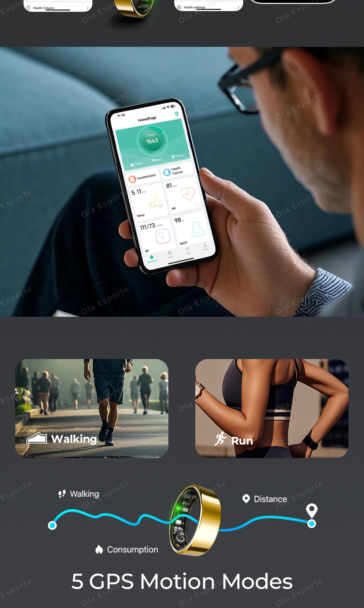 2025 Smart Ring with Heart Rate, Sleep & Fitness Tracking IP68 Waterproof