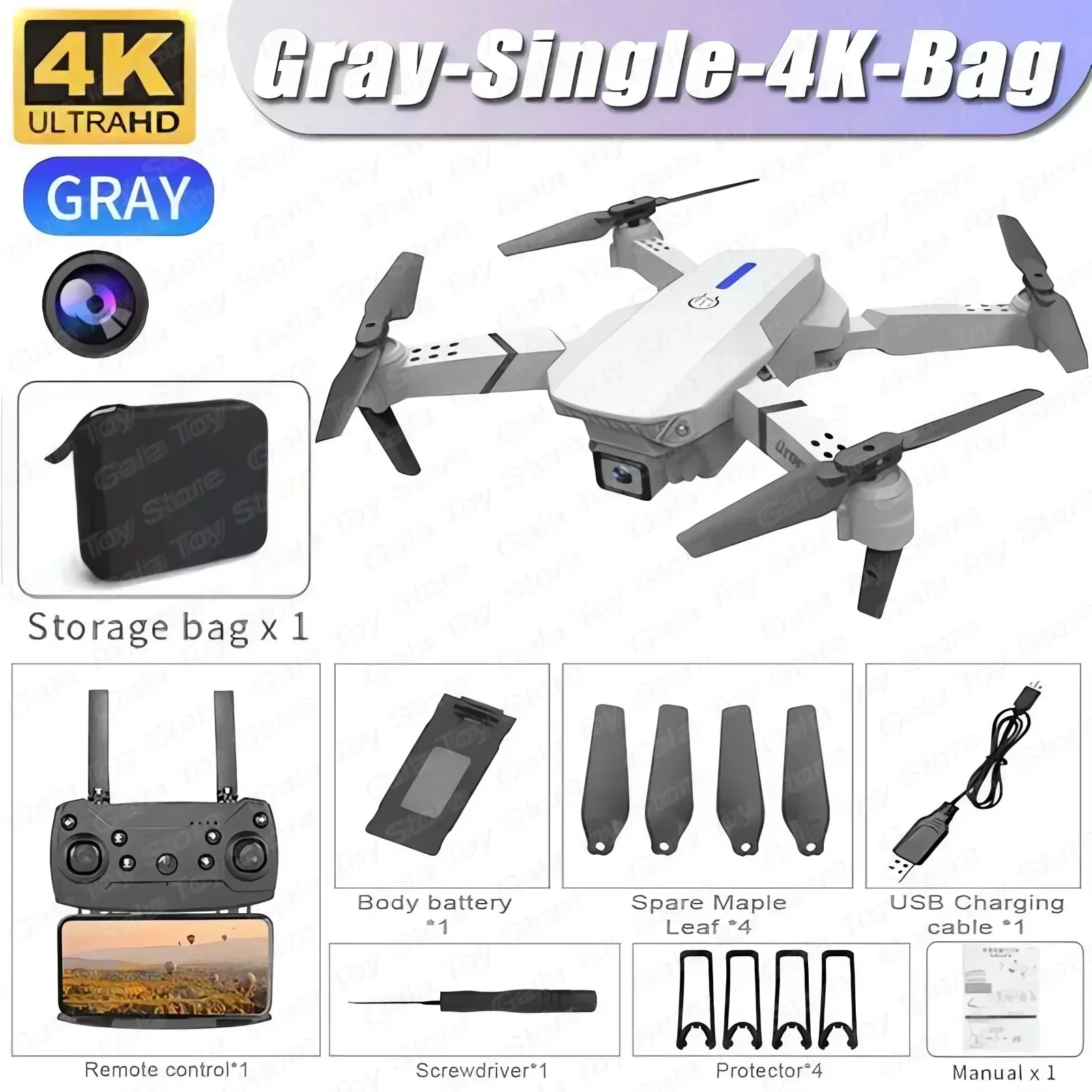 E88 Pro 4K HD WiFi FPV Foldable Drone with Wide-Angle Camera