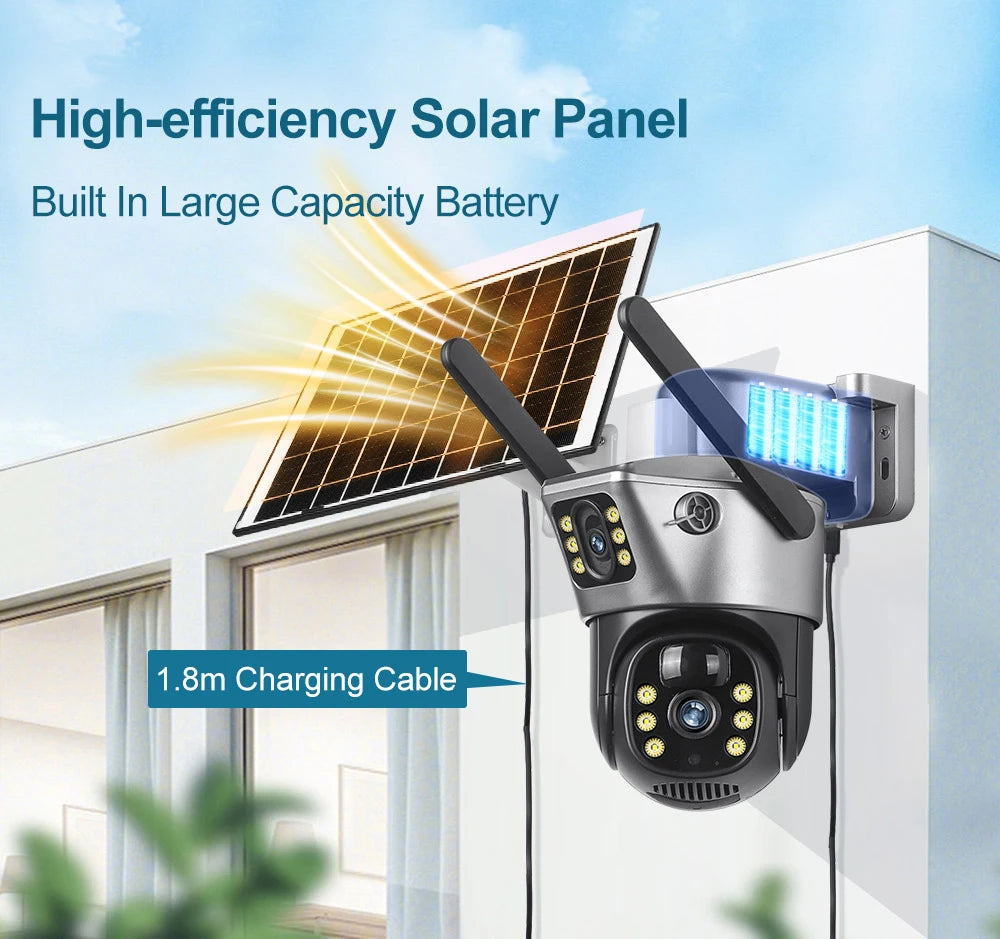 4G/WiFi Solar 4K Dual Lens Outdoor IP Camera with Night Vision