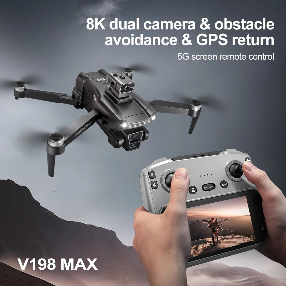 V198MAX 8K FPV Drone with Brushless Motor & Obstacle Avoidance