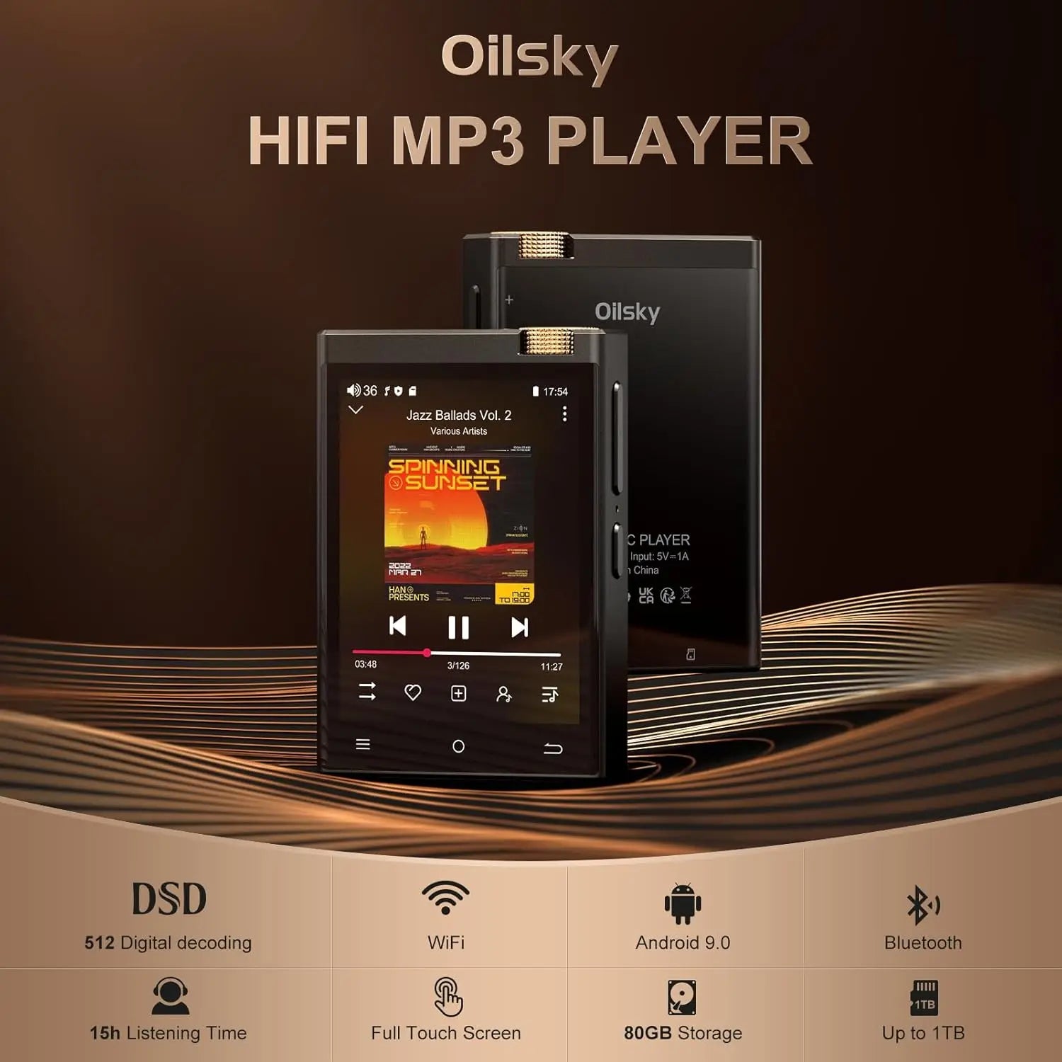 Hi-Fi Bluetooth MP3 Player with WiFi & 64GB