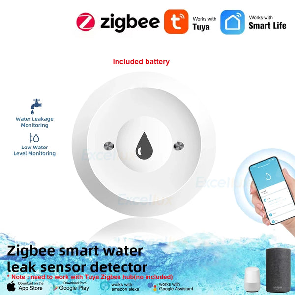 Tuya Zigbee Smart Water Leak Sensor Flood Alarm Detector