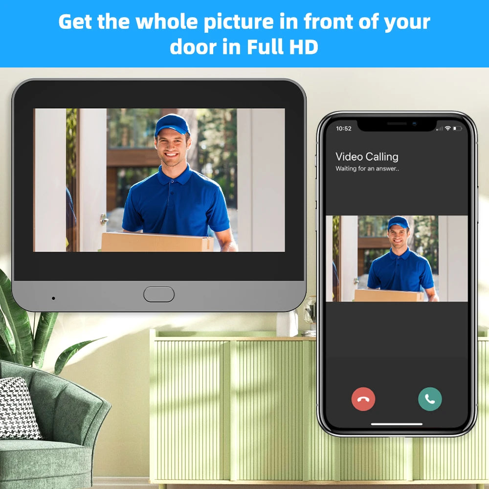 3MP Smart Life Tuya WiFi Doorbell Peephole Camera