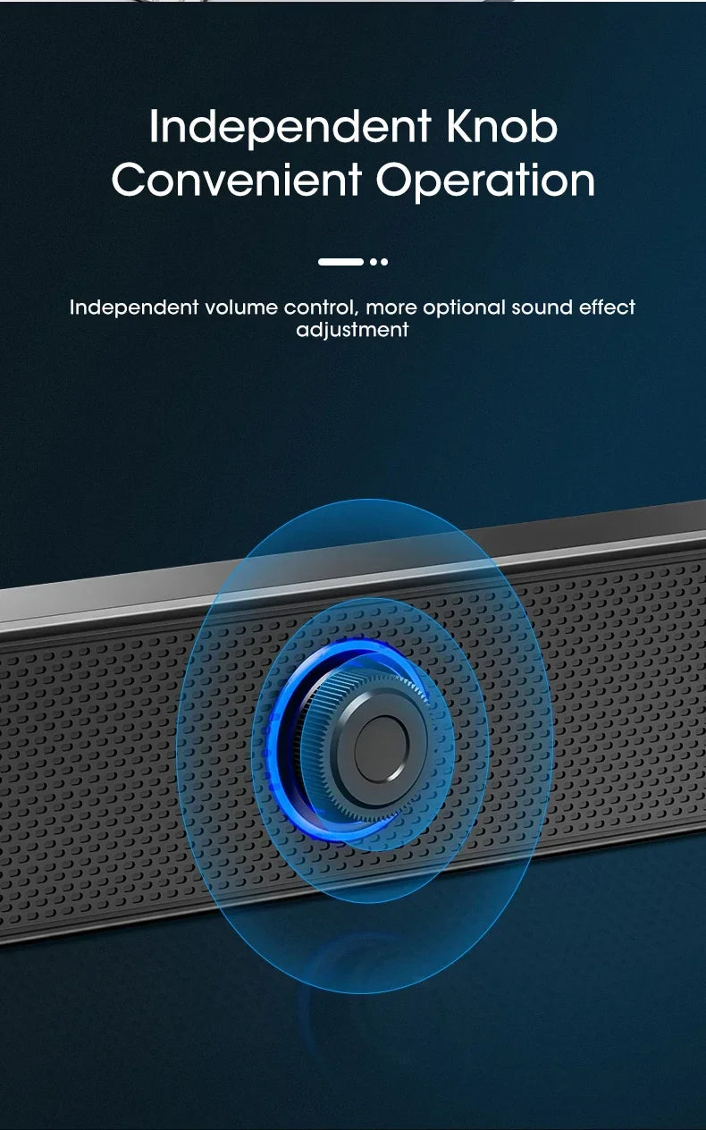 Bluetooth PC Soundbar Speaker with USB Power & Surround Audio