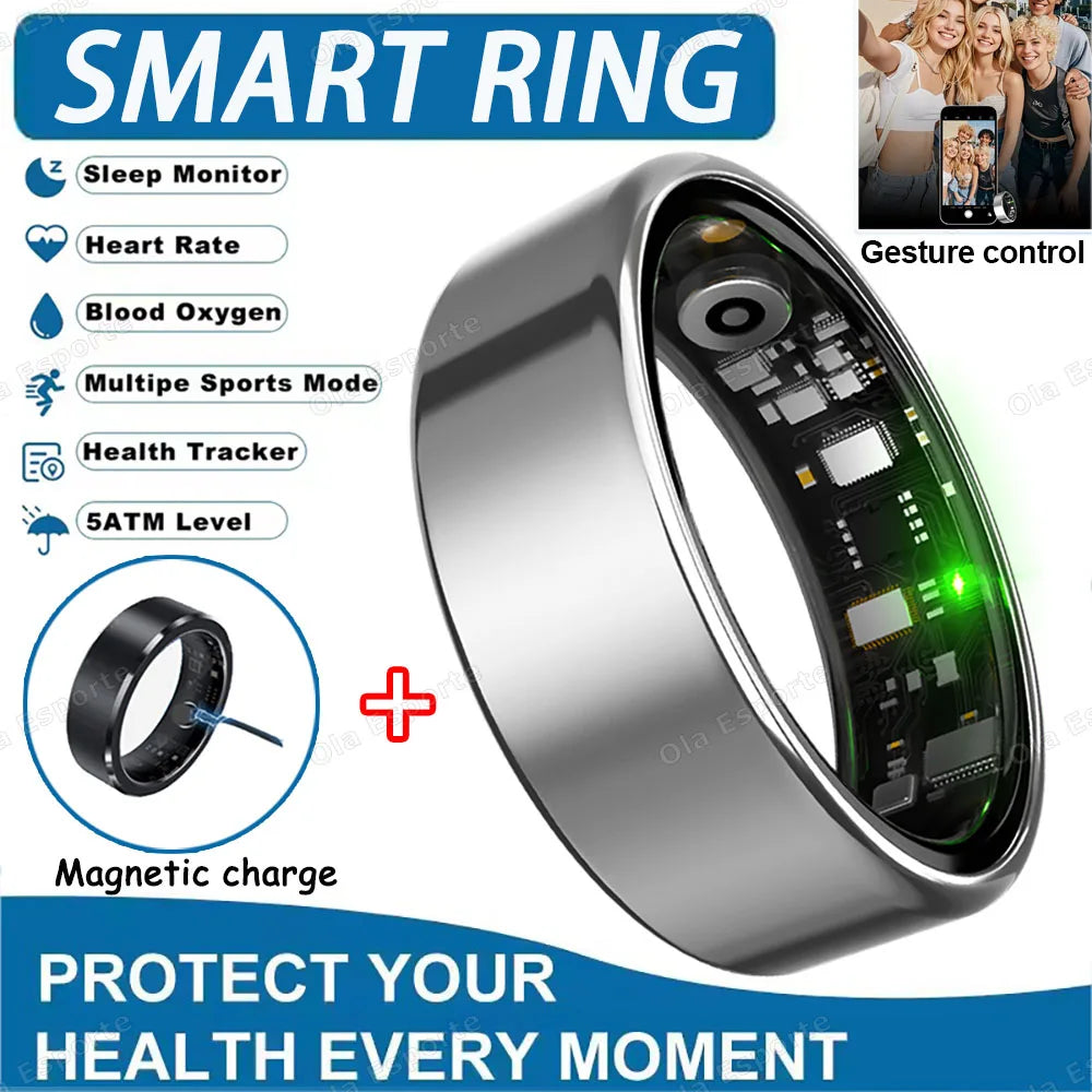 2025 Smart Ring with Heart Rate, Sleep & Fitness Tracking IP68 Waterproof