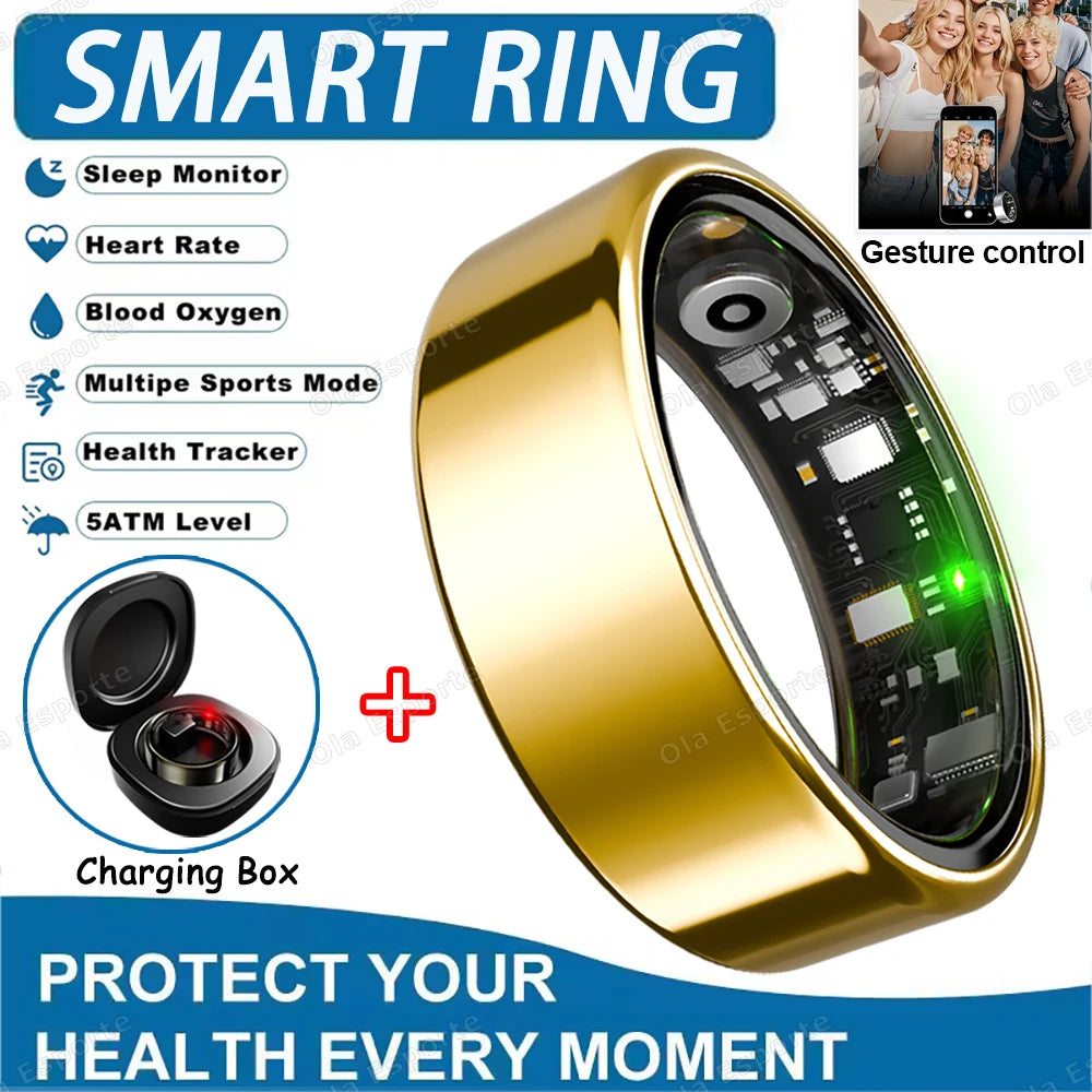 2025 Smart Ring with Heart Rate, Sleep & Fitness Tracking IP68 Waterproof