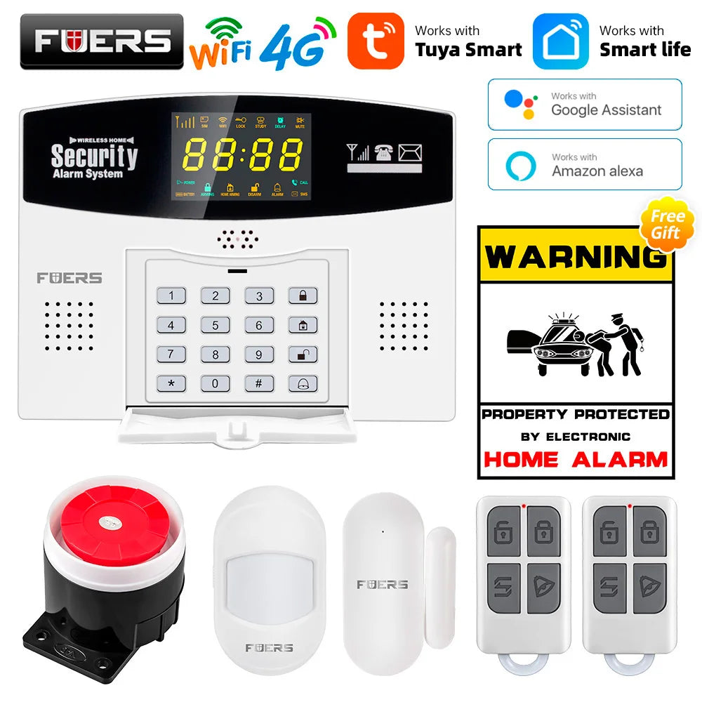 Fuers Tuya Smart WiFi 4G/2G GSM Alarm System