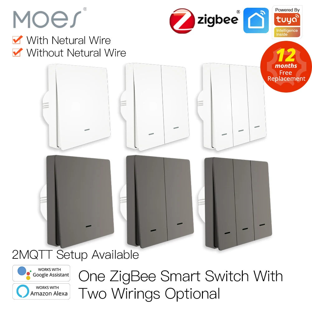 Tuya Zigbee Smart Light Switch No Neutral Needed