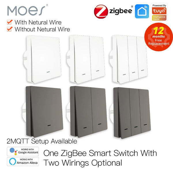 Tuya Zigbee Smart Light Switch No Neutral Needed
