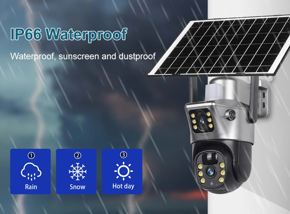 4G/WiFi Solar 4K Dual Lens Outdoor IP Camera with Night Vision