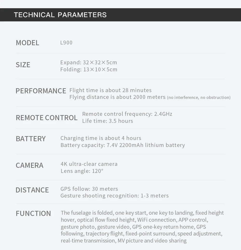 L900 Pro 4K GPS Drone with Dual Camera & Brushless Motor