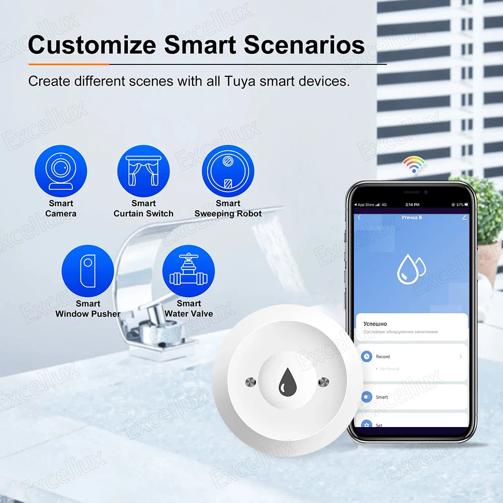 Tuya Zigbee Smart Water Leak Sensor Flood Alarm Detector