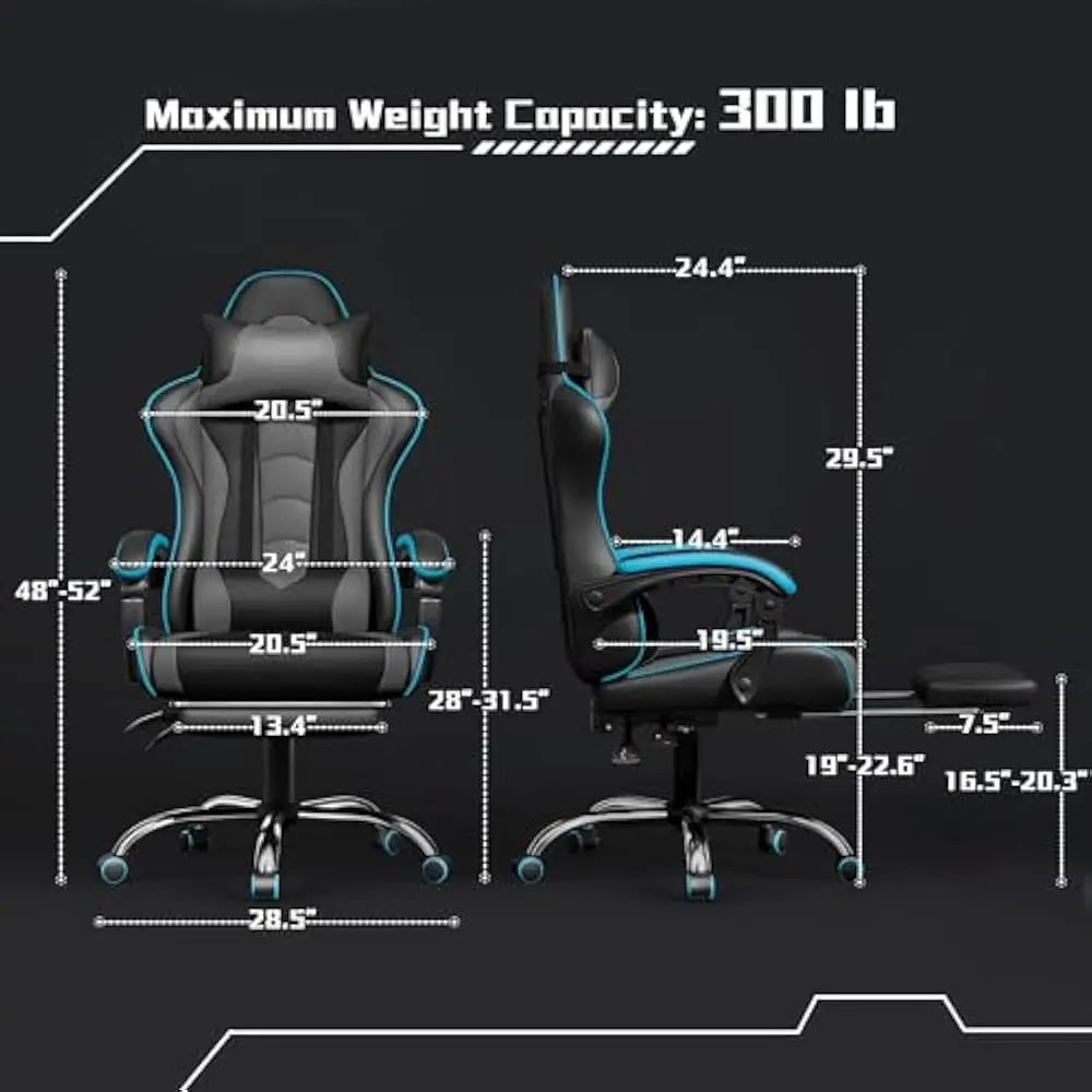 Office Chair with Massage Lumbar Support & Footrest