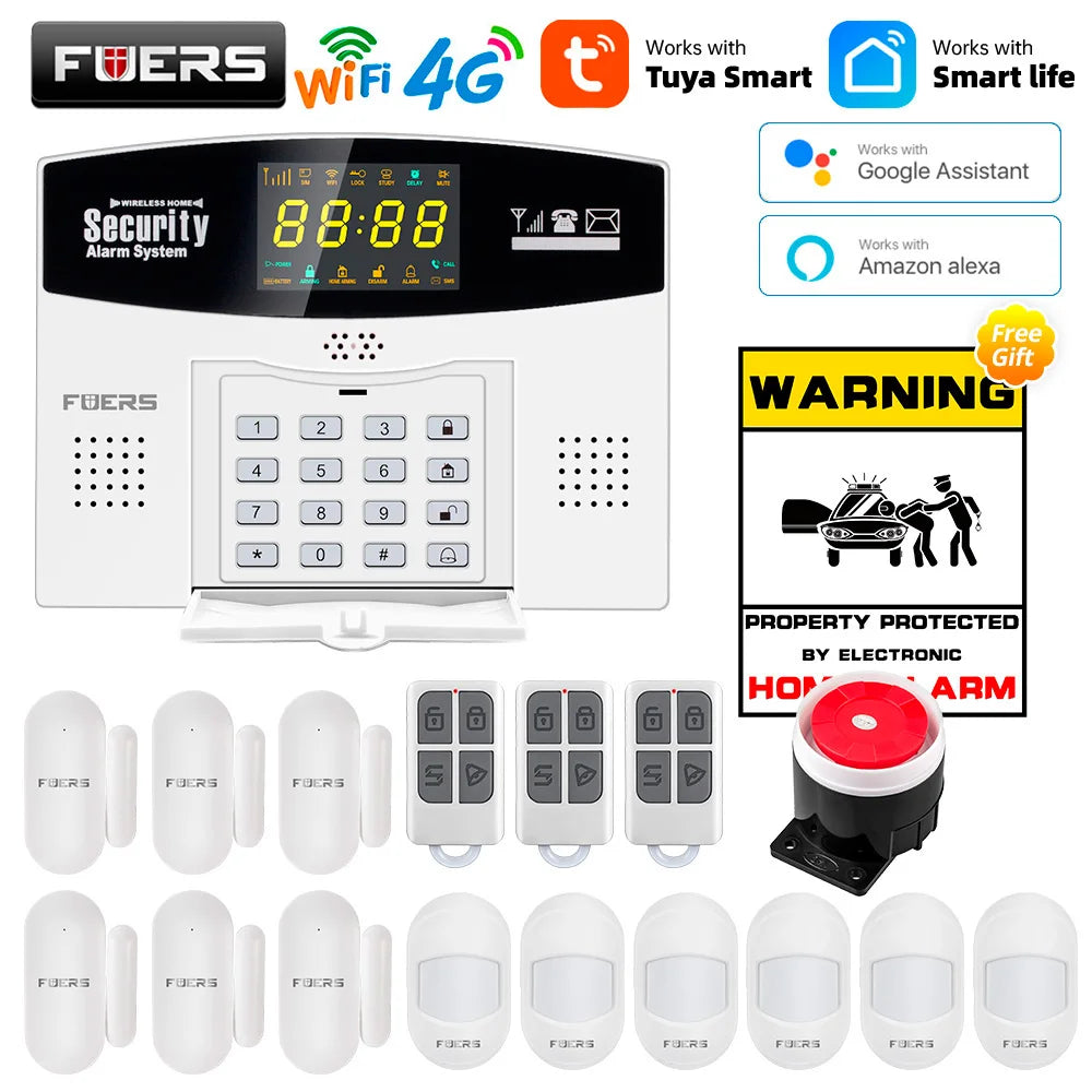 Fuers Tuya Smart WiFi 4G/2G GSM Alarm System
