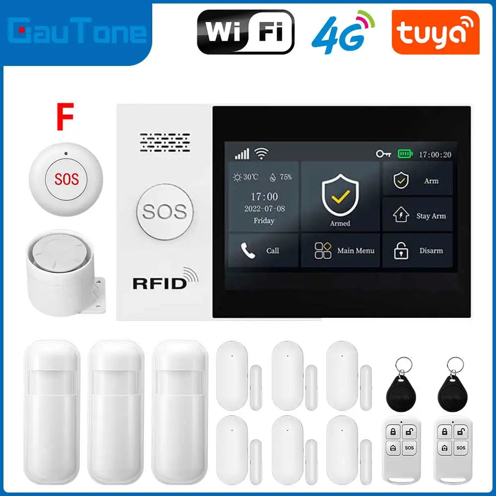 GauTone TUYA WiFi 4G GSM Alarm System