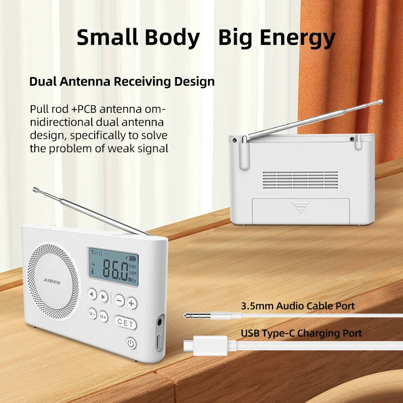 C5S Mini Portable FM Radio with USB Rechargeable Speaker