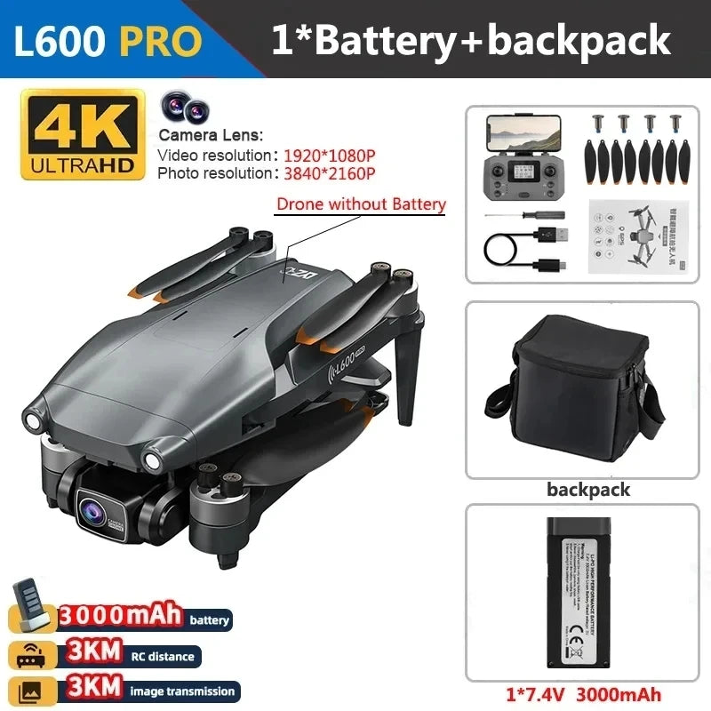 L600 Pro Max 4K GPS Drone with 3-Axis Gimbal & Dual Camera