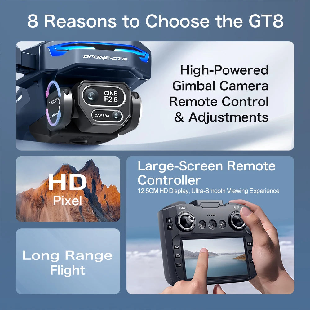 GT8 8K Dual Camera GPS Drone with Brushless Motor & FPV 2025