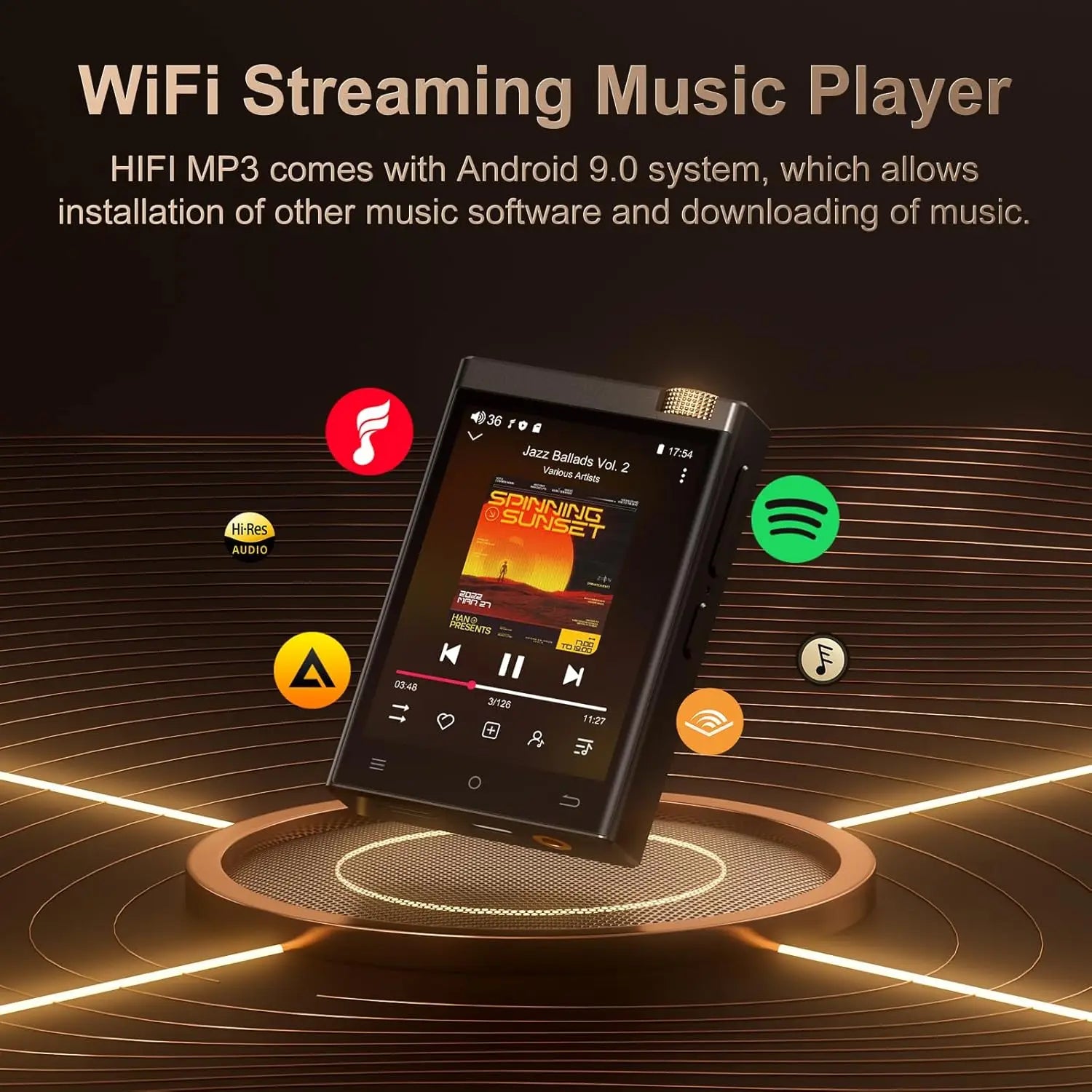 Hi-Fi Bluetooth MP3 Player with WiFi & 64GB