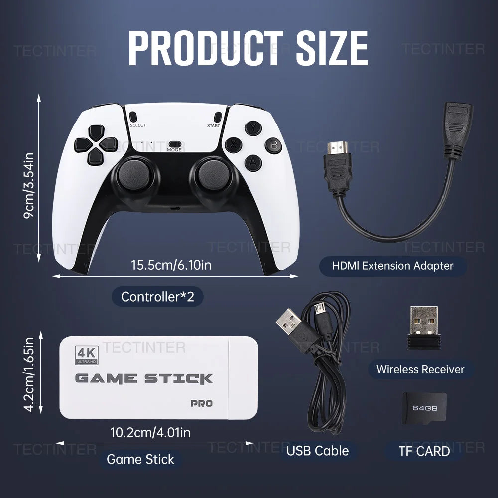 M15 4K Retro Game Stick Console with 20,000 Games & Dual Controllers