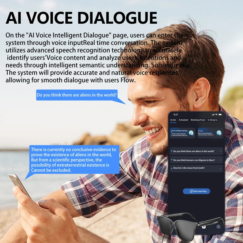 HY-C8 Smart Glasses with AI Translation & Bluetooth Headset