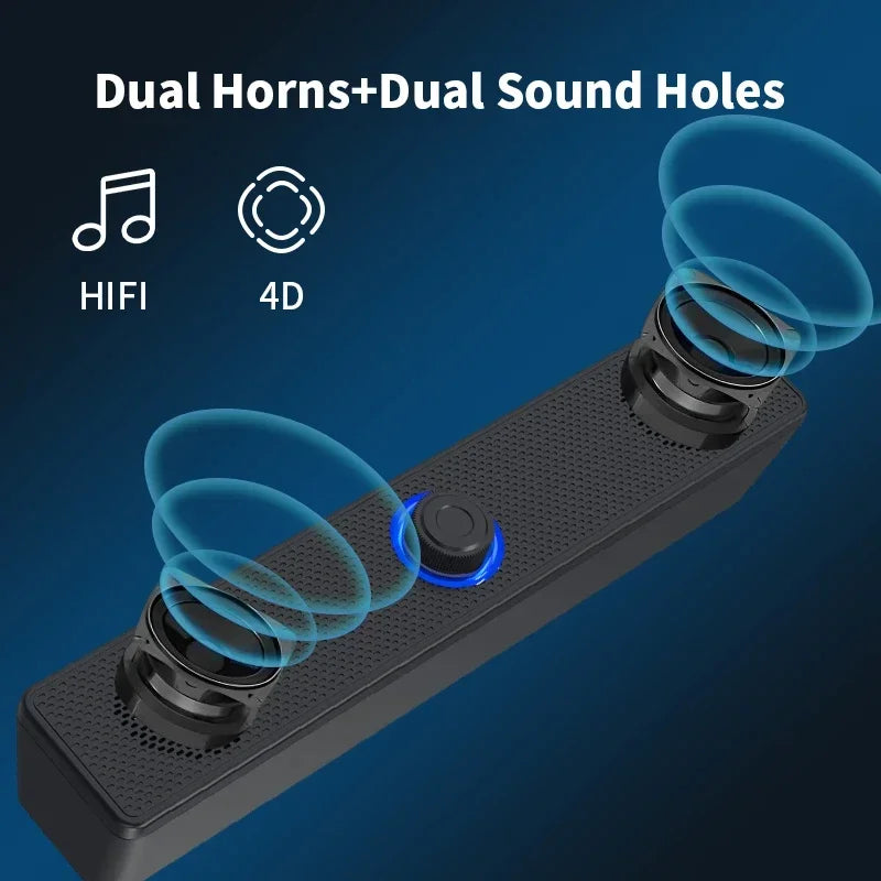 Bluetooth PC Soundbar Speaker with USB Power & Surround Audio