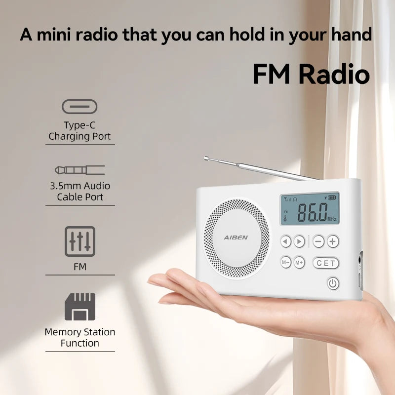 C5S Mini Portable FM Radio with USB Rechargeable Speaker