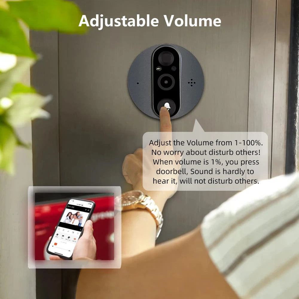 3MP Smart Life Tuya WiFi Doorbell Peephole Camera