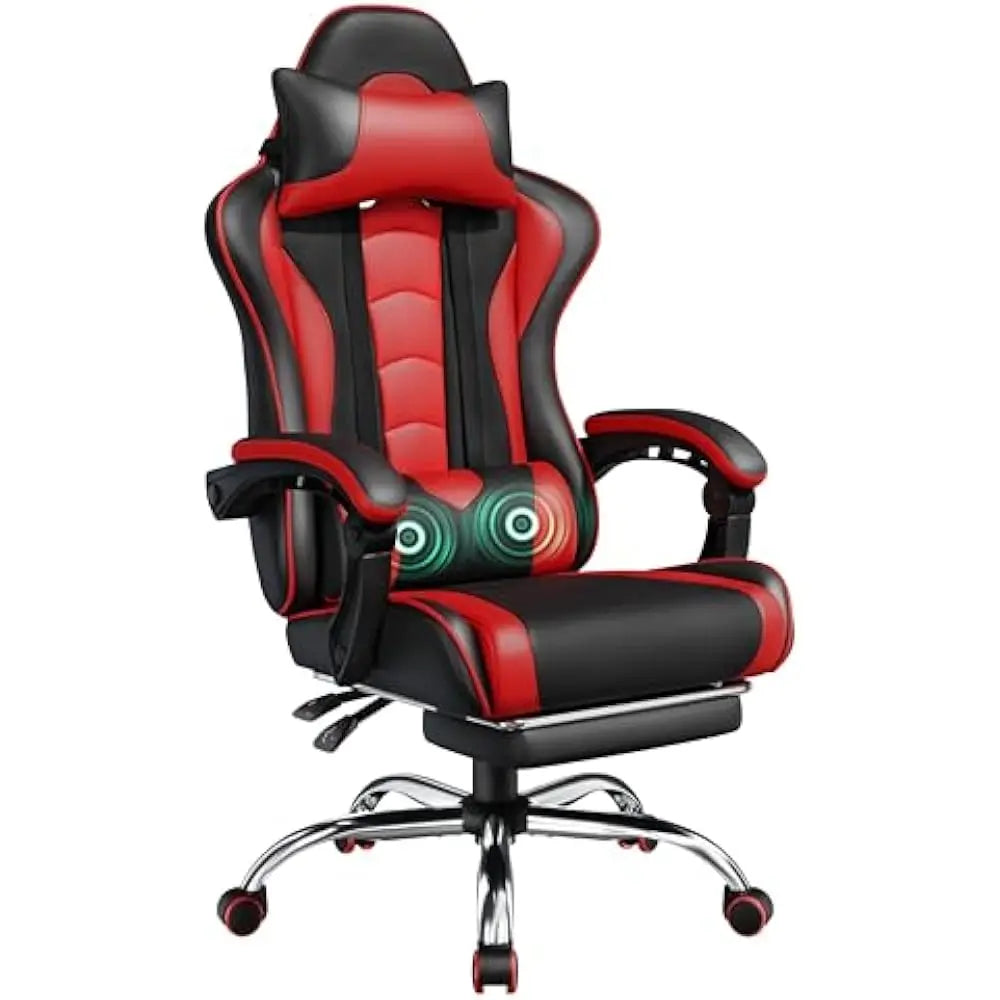 Office Chair with Massage Lumbar Support & Footrest