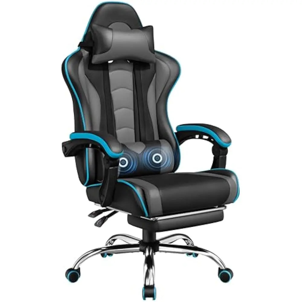 Office Chair with Massage Lumbar Support & Footrest