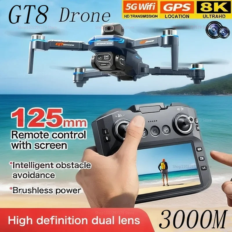 GT8 8K Dual Camera GPS Drone with Brushless Motor & FPV 2025