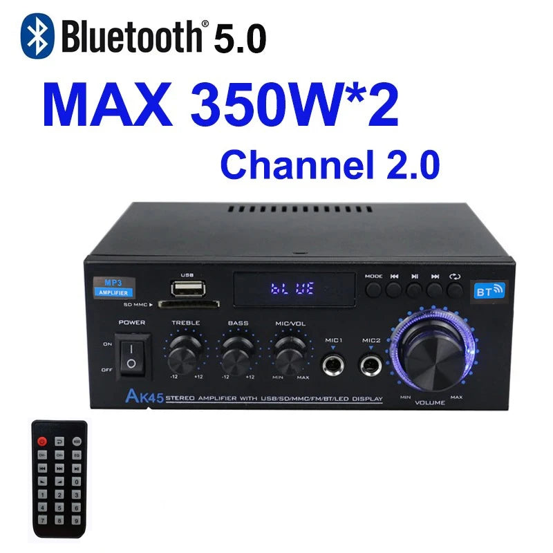 AK45 HiFi Bluetooth Stereo Audio Amplifier 2.0 Channel 350W×2